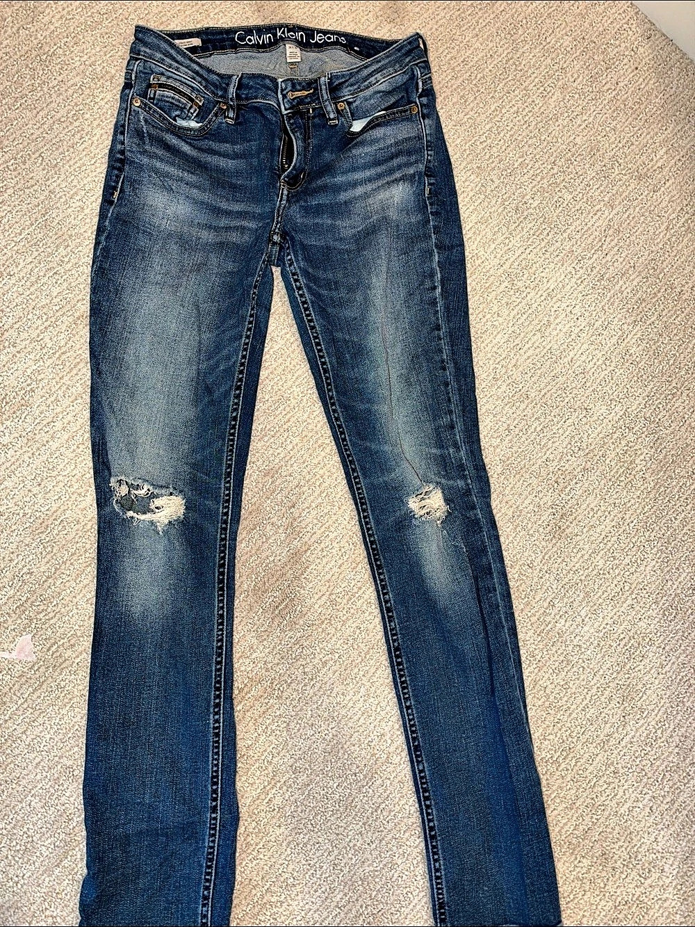 Calvin Klein Jeans Skinny Jeans Distressed Blue Waist 28 x 32